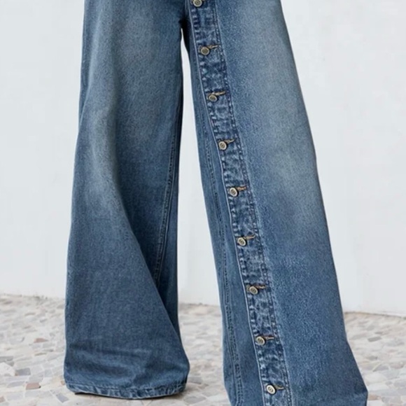 Wide Leg Denim Jeans - Picture 3 of 12